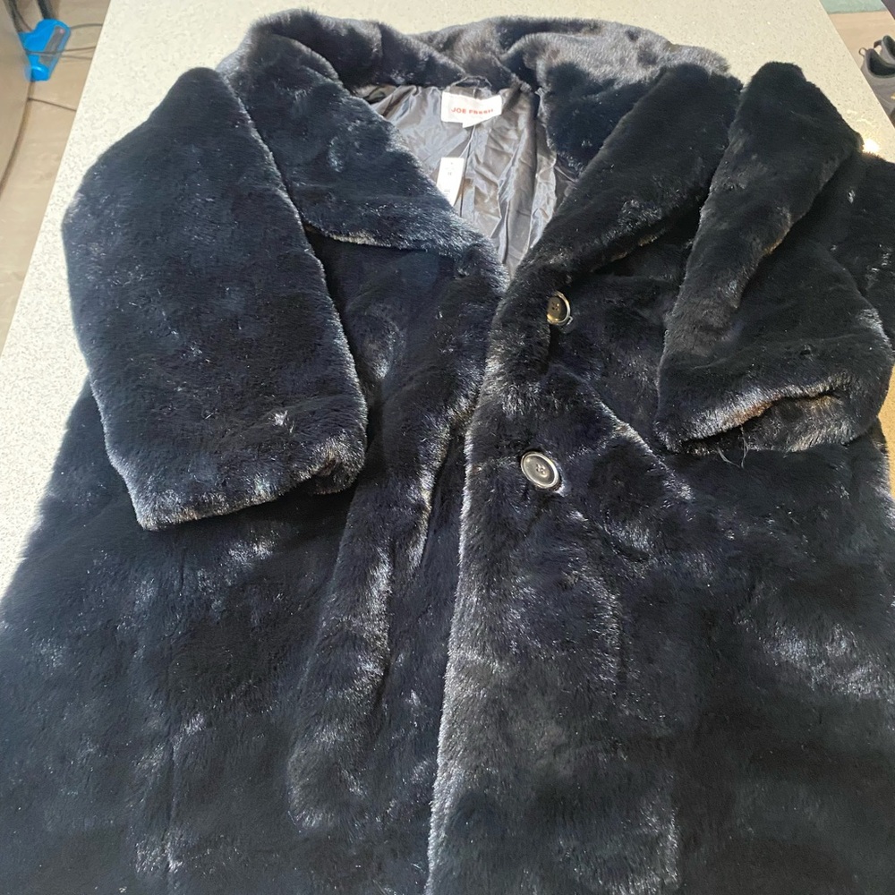 Joe Fresh Black Faux Fur Coat